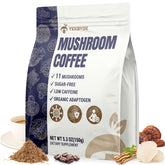 Mushroom coffee blend with 11 organic mushrooms including Lion's Mane, Reishi, and Chaga in a 5.3oz package
