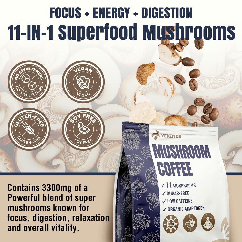Organic sourcing and production illustration for mushroom coffee