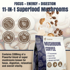 Organic sourcing and production illustration for mushroom coffee