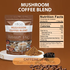 Instant mushroom coffee powder with MCT oil and coconut milk