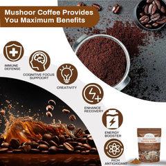 Hot cup of mushroom coffee for energy and focus