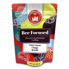 Front view of Herbal Hive Bee Focused Mushroom Coffee tin