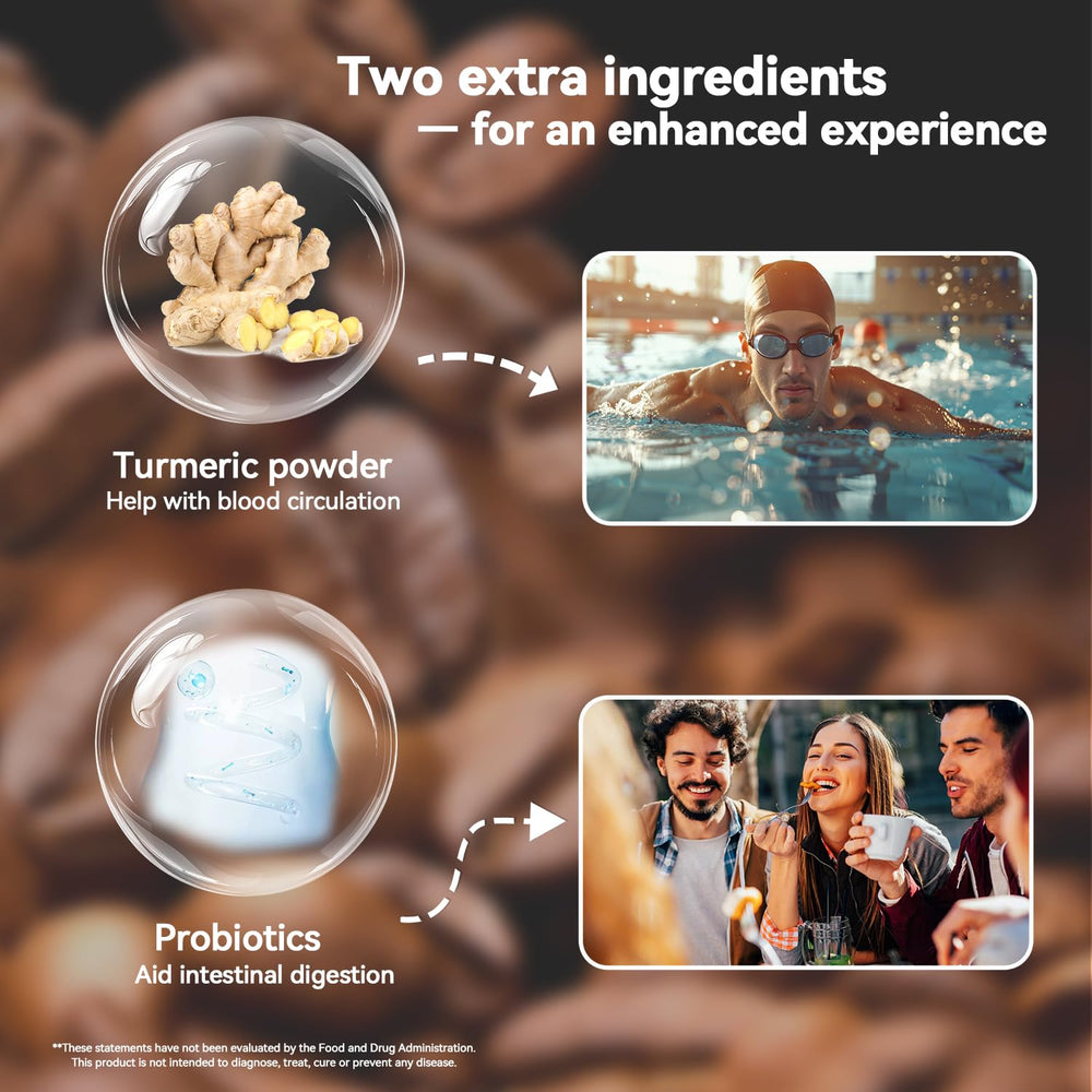 Graphic showing Cordyceps, Pleurotus eryngii, and Hericium erinaceus ingredients.