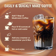 MCT oil and mushroom coffee powder with serving suggestion