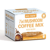 Mushroom coffee mix 7 in 1 packaging with 12 sachets