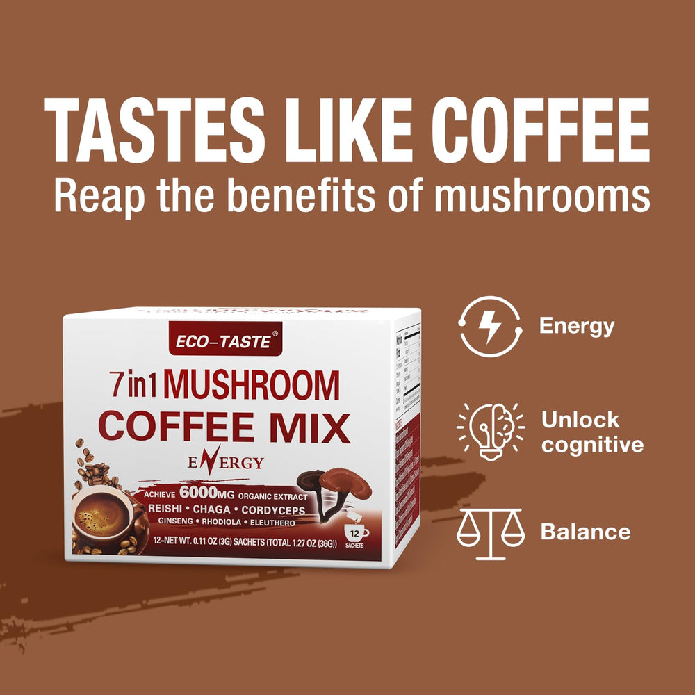 Close-up of a Mushroom Coffee Mix 7 in 1 sachet