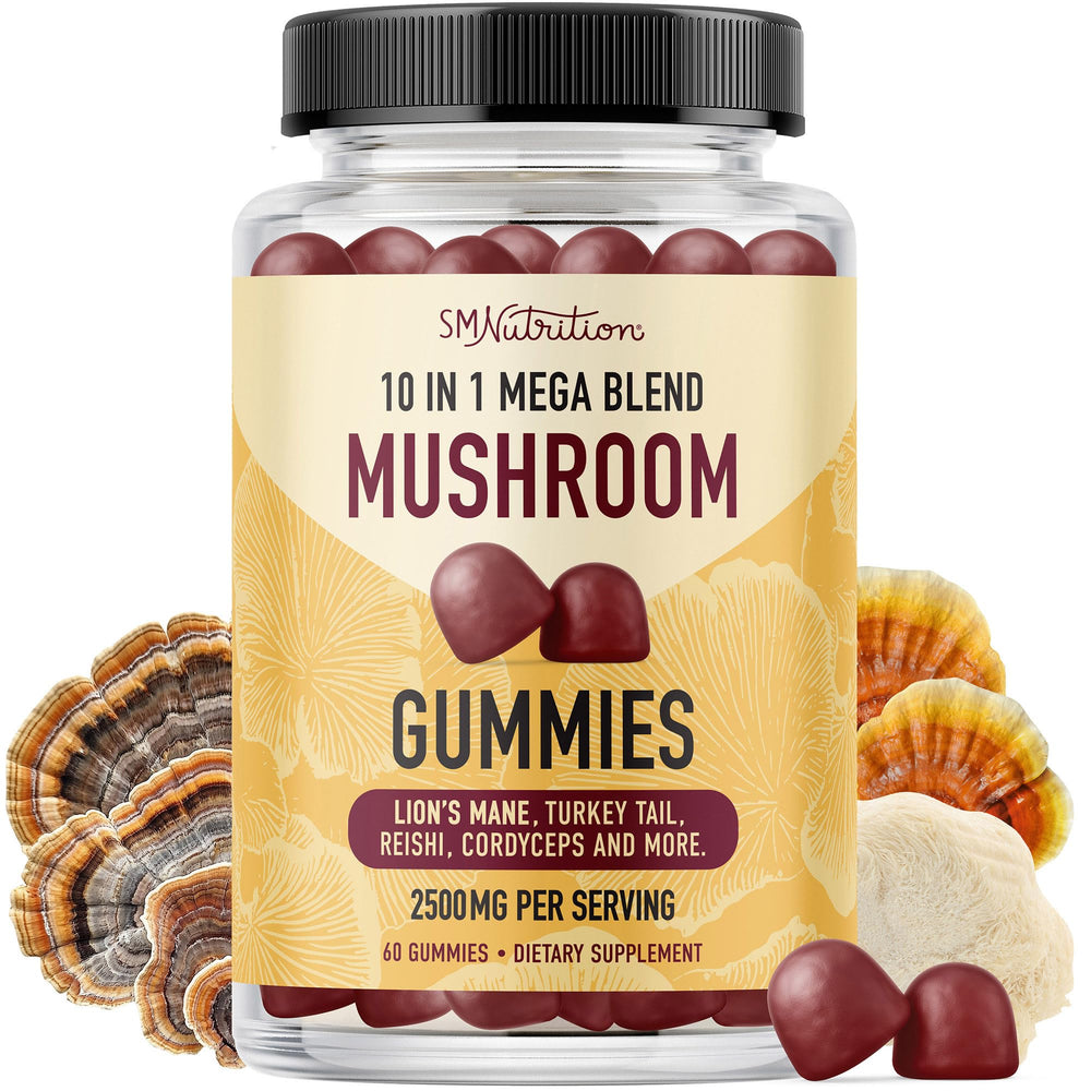 Front view of Mushroom Gummies for Adults in Raspberry flavor - 60 count