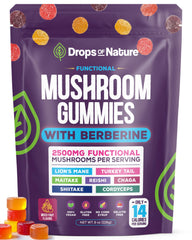 Mixed fruit-flavored mushroom gummies with Berberine