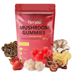 Bottle of strawberry mushroom gummies – 60 count