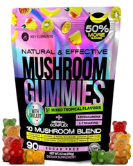 Product hero image showing Next-Gen Mushroom Gummies with Ashwagandha and L Theanine
