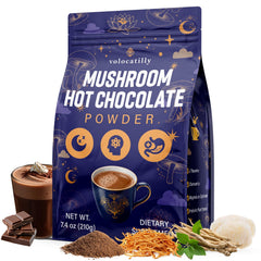 Mushroom hot cocoa with magnesium glycinate and reishi in a cup