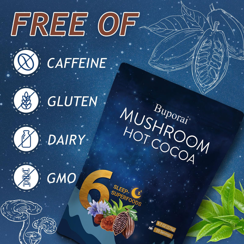 30-serving mushroom hot cocoa nighttime drink mix canister