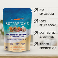 SuperBiome powder dissolving in water