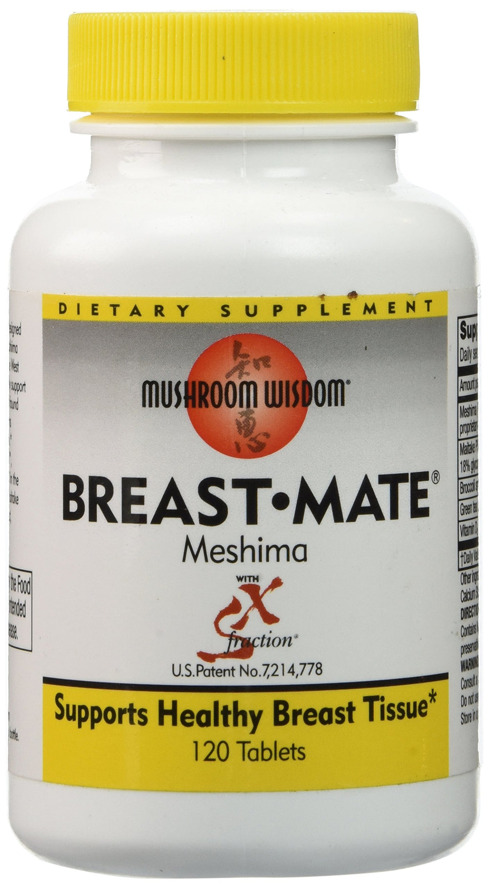 Bottle of Mushroom Wisdom Breast-Mate Vegi-Tablets 120-count, front view