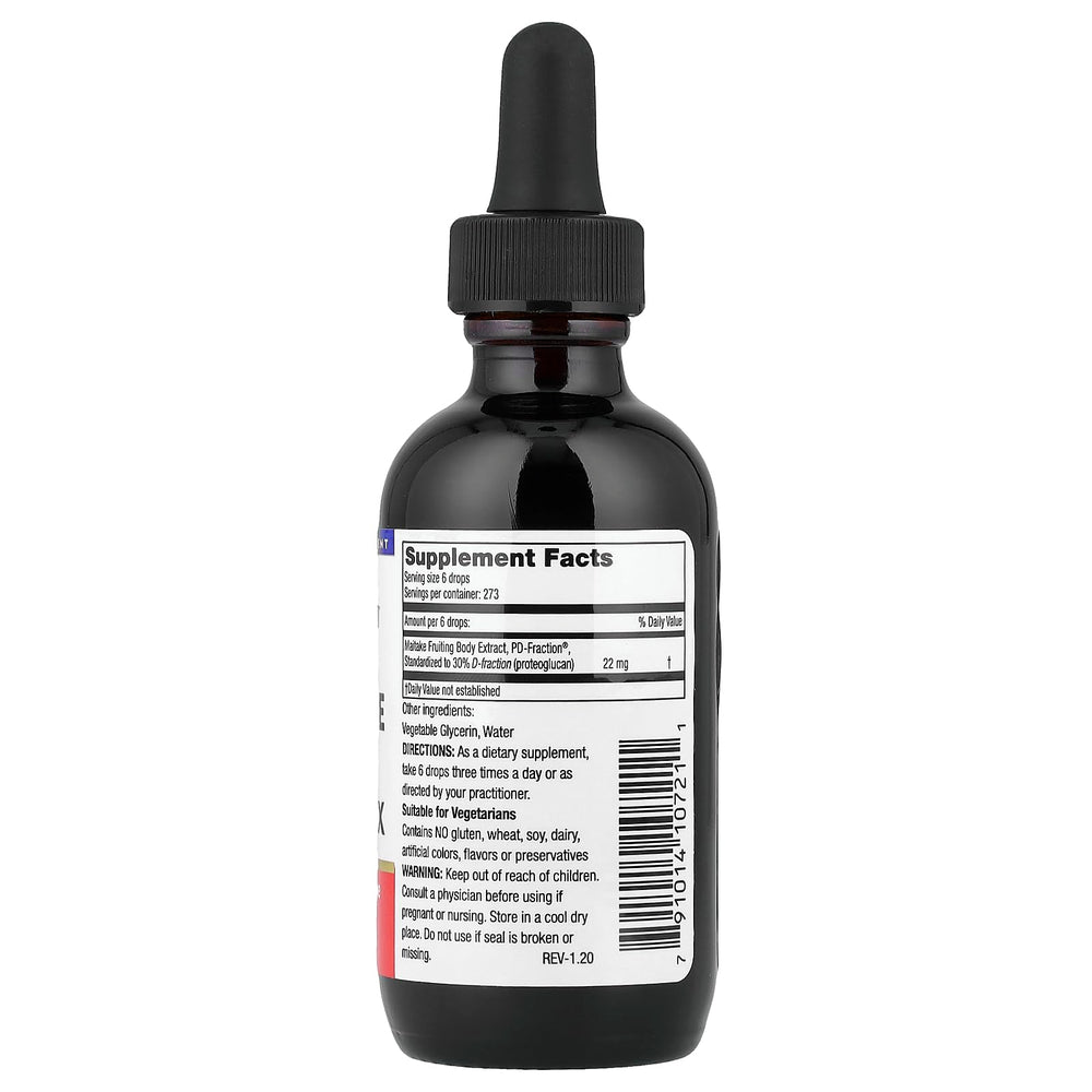 Mushroom Wisdom Maitake D Fraction Pro label-closeup emphasizing label and dosing