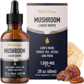 Bottle of Mushrooms Liquid Drops Complex with Lions Mane and Turkey Tail