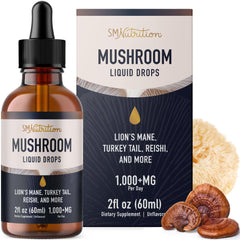 Bottle of Mushrooms Liquid Drops Complex with Lions Mane and Turkey Tail