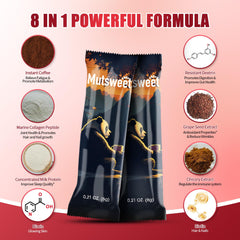 Prepared collagen coffee in mug with scoop