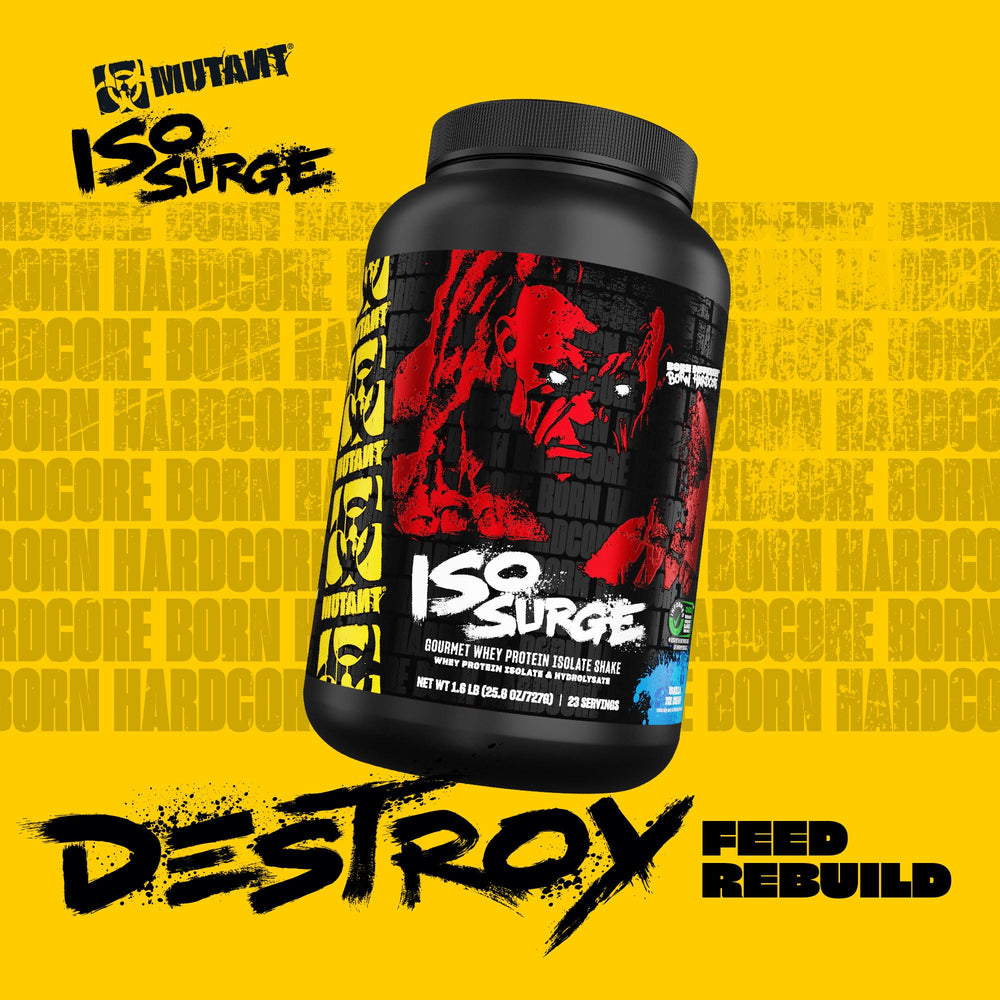 Mutant ISO Surge shake in glass to illustrate smooth, tasty mixing.