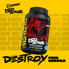 Mutant ISO Surge shake in glass to illustrate smooth, tasty mixing.