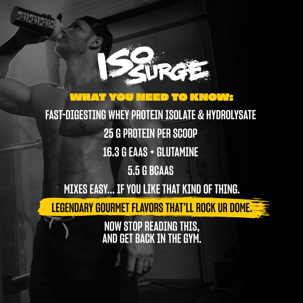Mutant ISO Surge label close-up for quick nutrition insights.