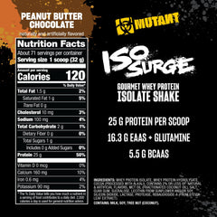 Mutant ISO Surge label close-up for quick nutrition insights.
