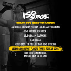 Mutant ISO Surge shake bottle pouring for easy post-workout drink.