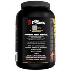 Mutant ISO Surge triple chocolate flavor showcased in a glass with creamy texture