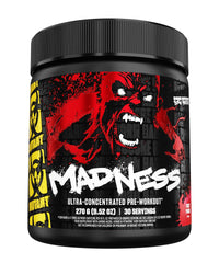 Mutant Madness tub front view highlighting pre-workout energy and flavor