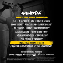Mutant Mind FK powder close-up highlighting L-citrulline and beta-alanine