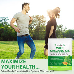 Illustration of daily usage routine with oregano oil softgels