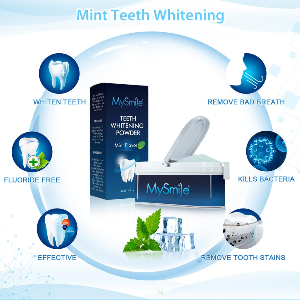 Packaging of MySmile Teeth Whitening Powder