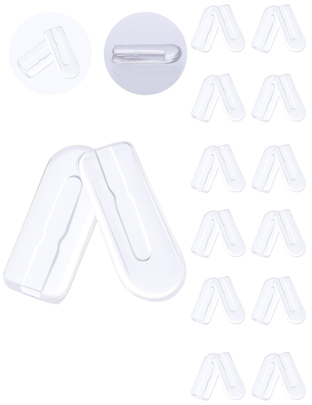 MYCOURAG 12x5mm silicone nose pads for eyeglasses - front view, 10-pair package