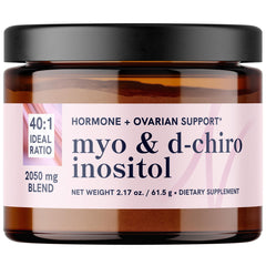 Front view of Myo-Inositol & D-Chiro Inositol powder bottle