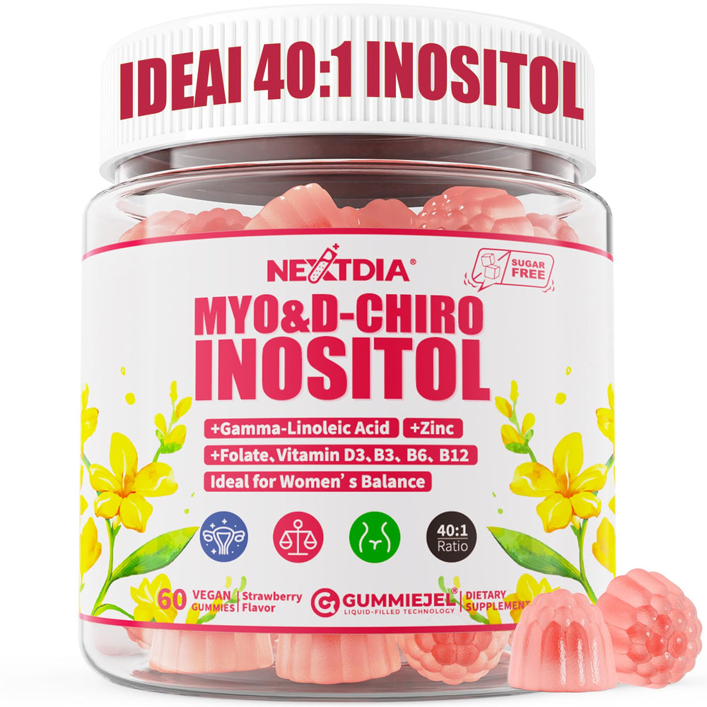 Myo-Inositol and D-Chiro Inositol gummies for women in 40:1 ratio (60 count).