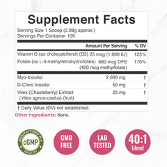 Close-up of 8oz powder container with label details