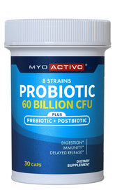 Front view of MyoActivo 60 Billion CFU Probiotic bottle