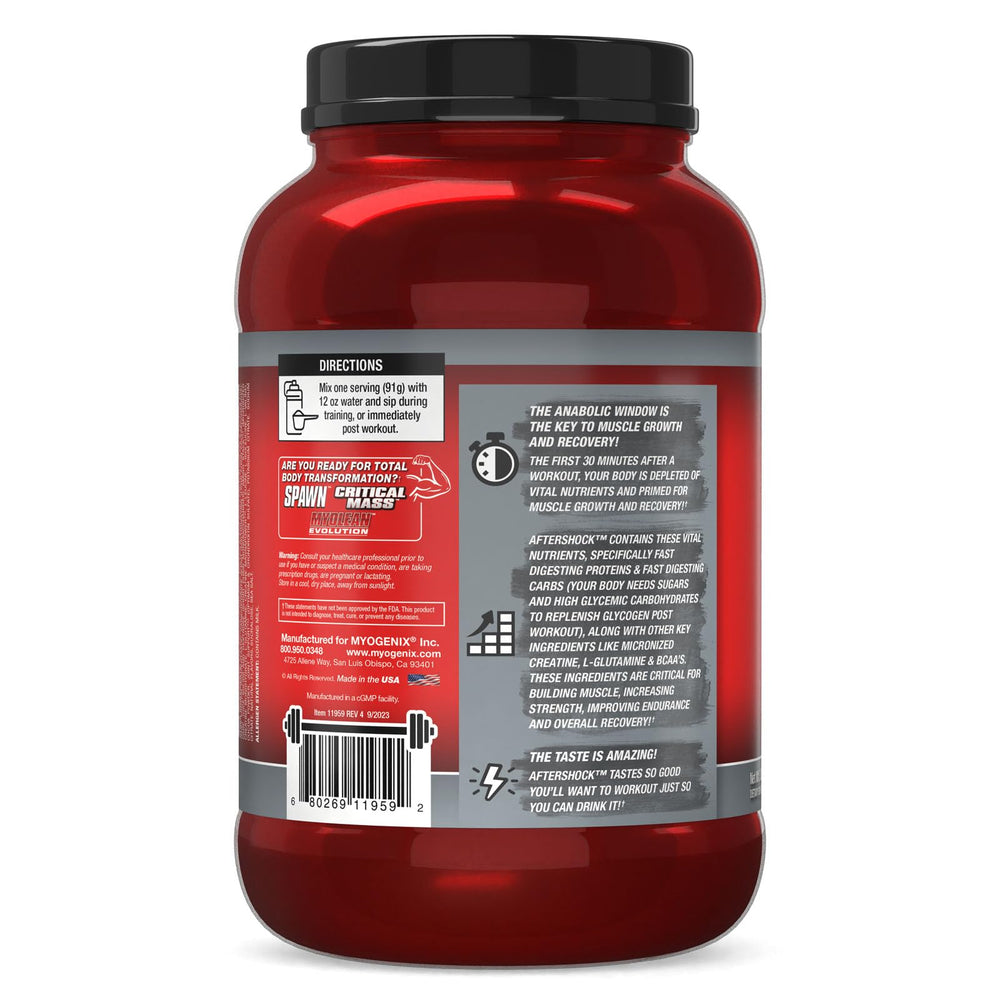 Gym scene with Myogenix Aftershock as workout nutrition