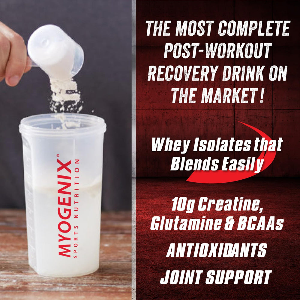 Myogenix Aftershock ingredients label emphasizes recovery nutrients for athletes