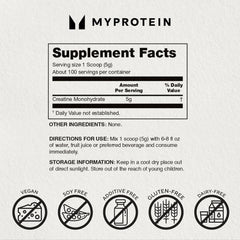 Usage and serving scoop for Myprotein Creatine Monohydrate Powder