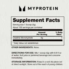 Supplement facts and ingredient list