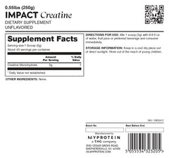 Product packaging and tub of Myprotein Creatine Monohydrate Powder