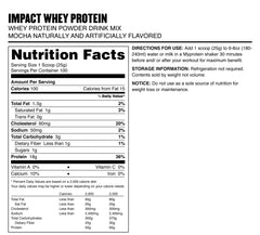 Ingredient and protein per serving close-up