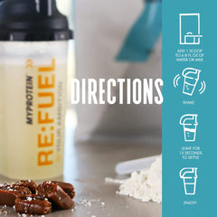 Myprotein Impact Whey powder-dispense-closeup shows fine texture from low-temperature drying.