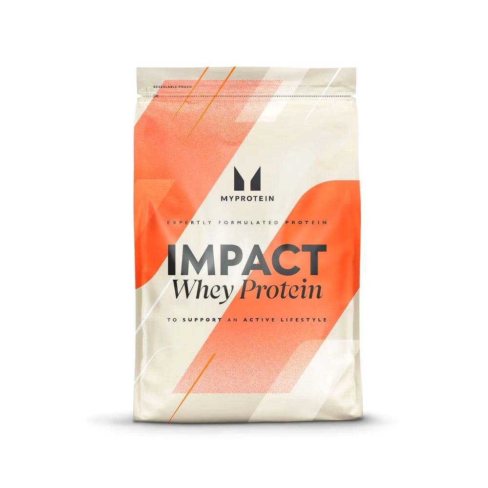 Myprotein Impact Whey Protein Powder tub front, unflavored for versatile shakes.