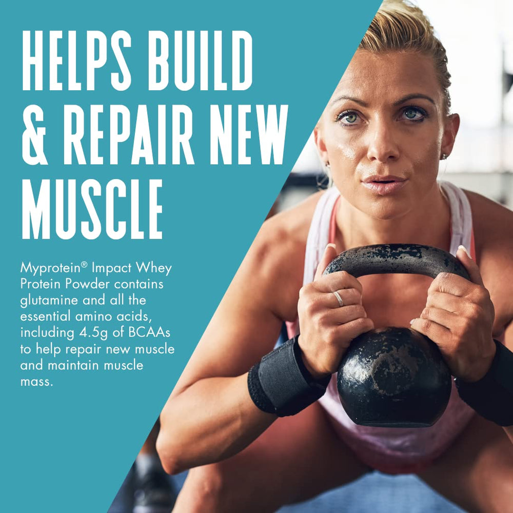 Close-up of label showing 23g protein per serving on Myprotein Impact Whey Protein Powder