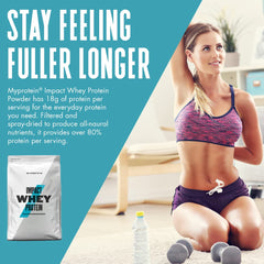 Myprotein Impact Whey Protein Powder Unflavored with scoop and shaker
