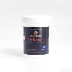 MyReuteri 50B CFU probiotic bottle featuring LRDR culture