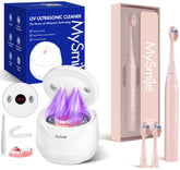 Front view of MySmile DY156 pink electric toothbrush