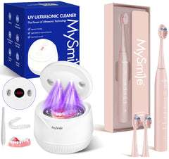 Front view of MySmile DY156 pink electric toothbrush